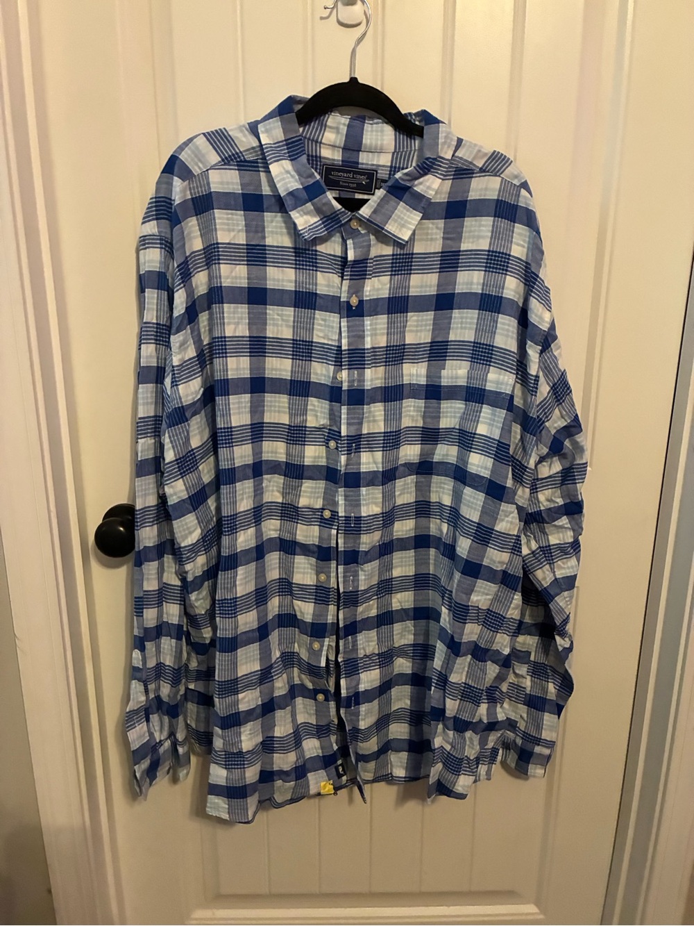 Vineyard Vines Blue and White Plaid Button-Up Shirt Jacket
